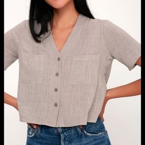lulus button up crop top